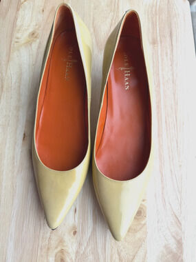 Cole Haan Kitten Heel yellow Patent Leather Dress Pump -8.5B $145